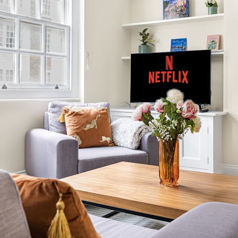 Watch your Netflix show in the stylish living room