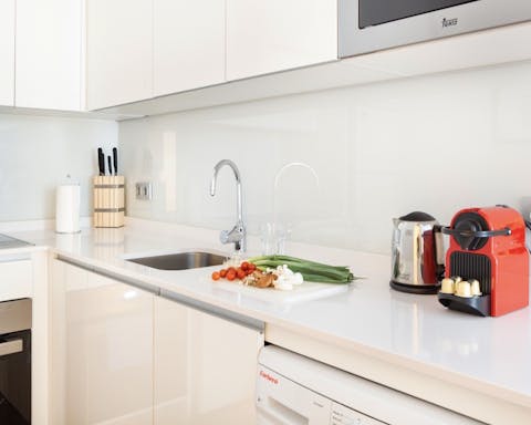 A fully equipped kitchen