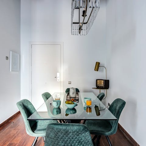 A sleek dining table
