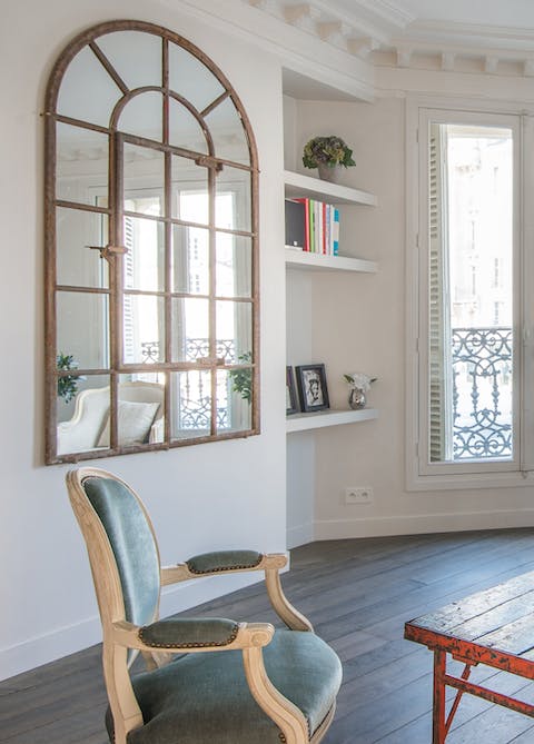 Large vintage mirrors in the living room