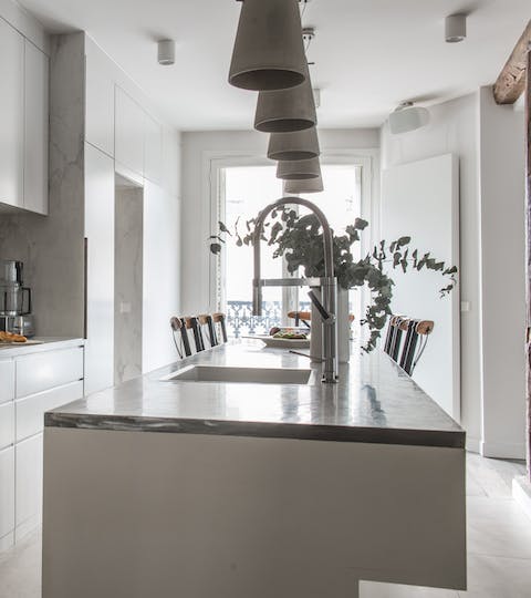 The central kitchen island