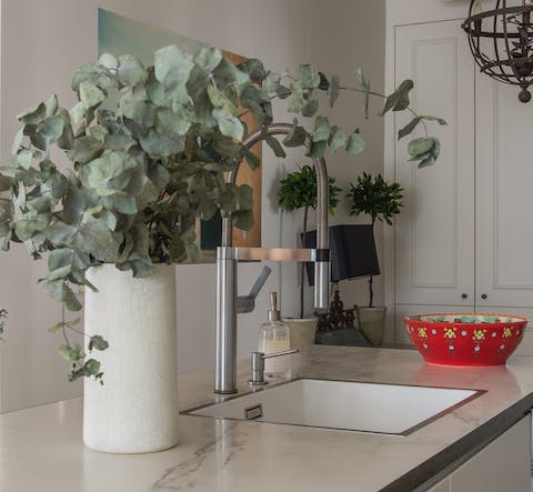 Sleek marble countertops