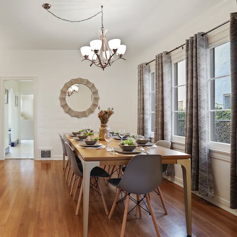 Tuck into delicious local cuisine around the stylish dining set