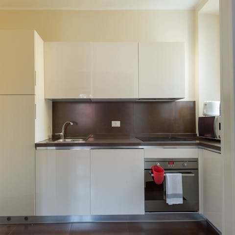 A fully equipped kitchen