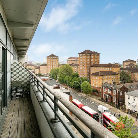 Step onto the balcony for morning coffee with city views