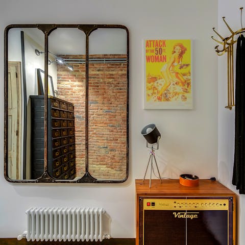Admire the vintage furniture