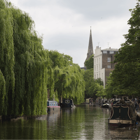Take morning strolls along Regent's Canal, just an eight-minute walk from home