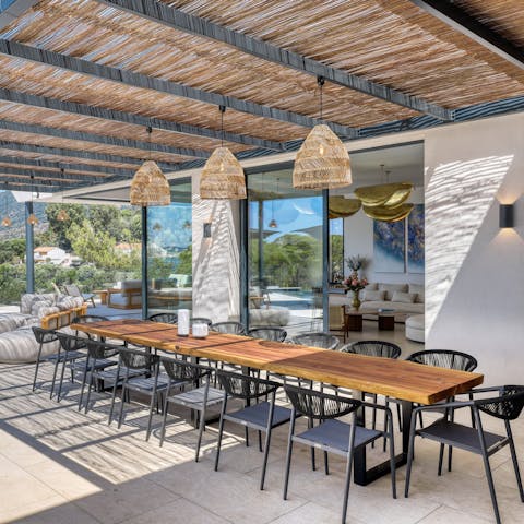 Fire up the plancha and dine alfresco under the shaded terrace