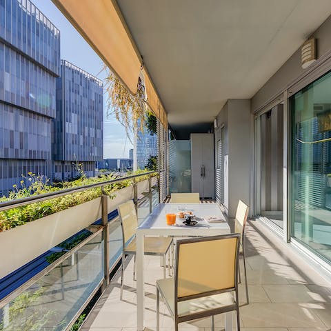 Soak up the sunshine on the balcony