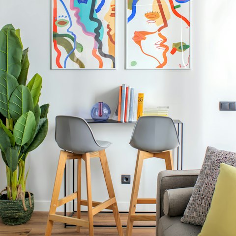 Work from home at the high-top table