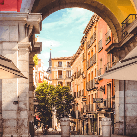 Start your sightseeing at Plaza Mayor, ten minutes away