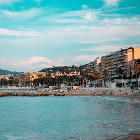 Explore Cannes seafront, a thirteen-minute stroll away