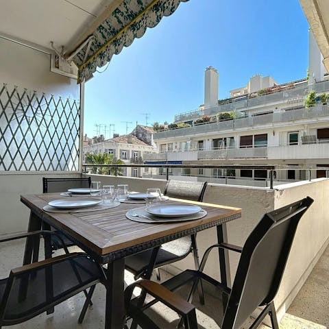 Enjoy meals outside on the private terrace
