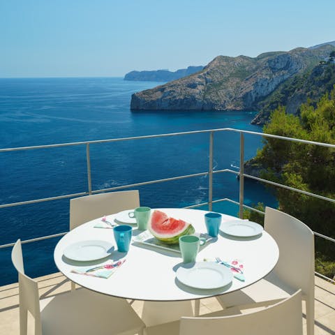 Dine alfresco with breakfast on the balcony
