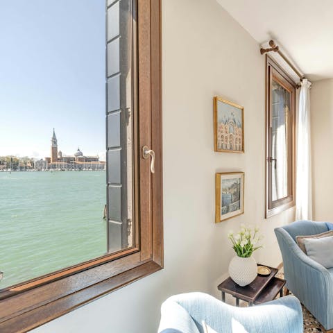 Take in the Venetian Lagoon vistas from the living room