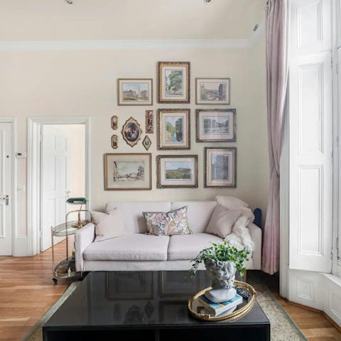 Sip tea on the balcony or relax in the cosy living space