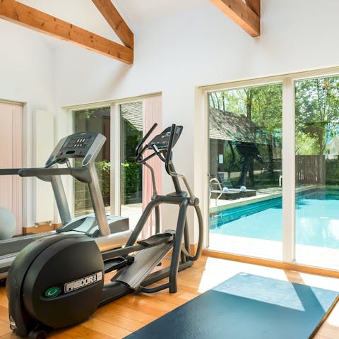 Keep on top of your fitness routine at the on-site gym