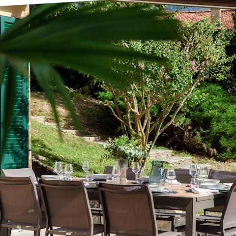 Share Italian feasts in the alfresco dining room