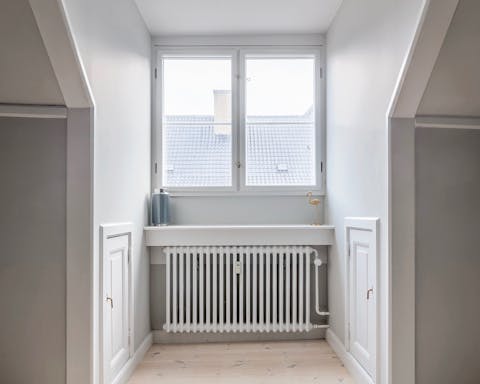 The sloped ceilings