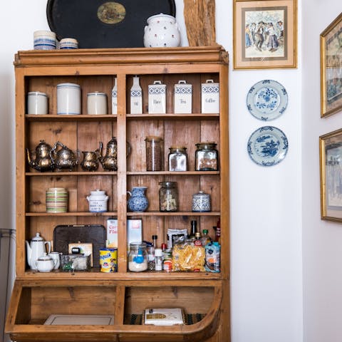 This rustic kitchen cabinet