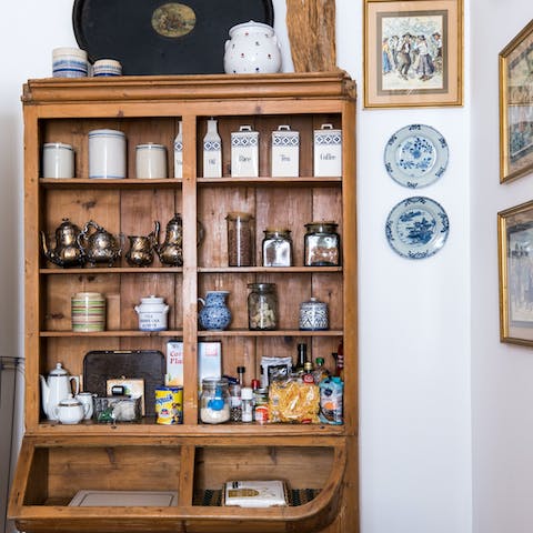 This rustic kitchen cabinet