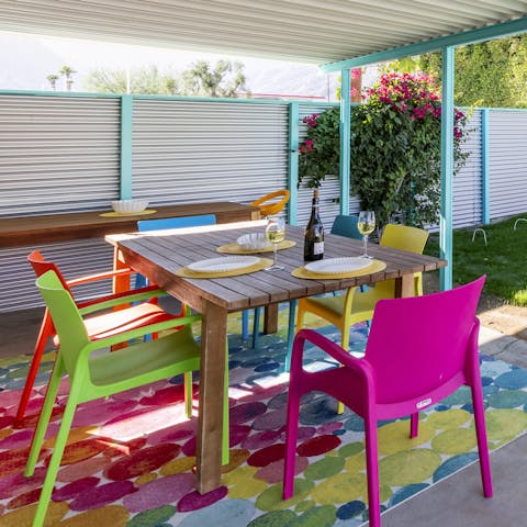 Fire up the barbecue then dine alfresco on the shaded terrace