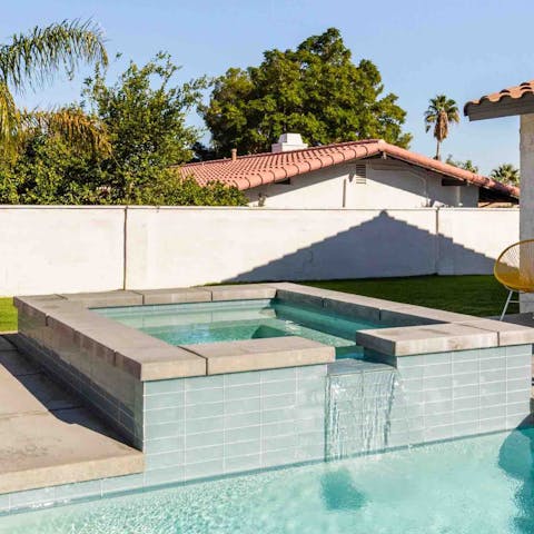Take a relaxing soak in the private spa pool