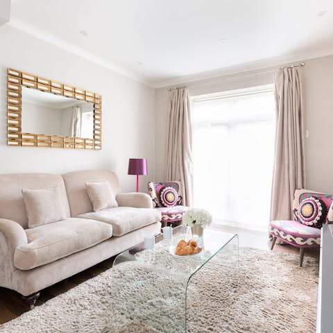 Relax and unwind in the bright living room