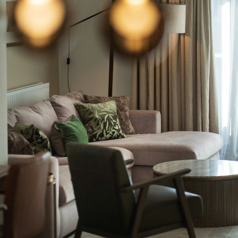 Relax on the sofas after a long day on your feet
