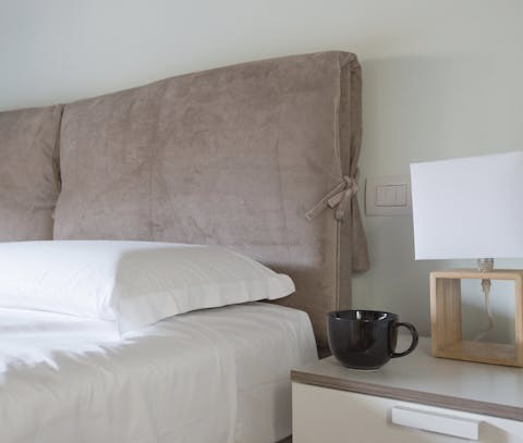 A plush, velvet headboard