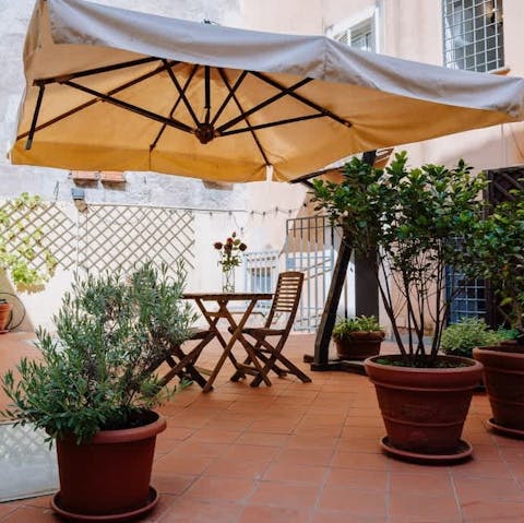 Enjoy slow mornings sipping coffee on your private terrace