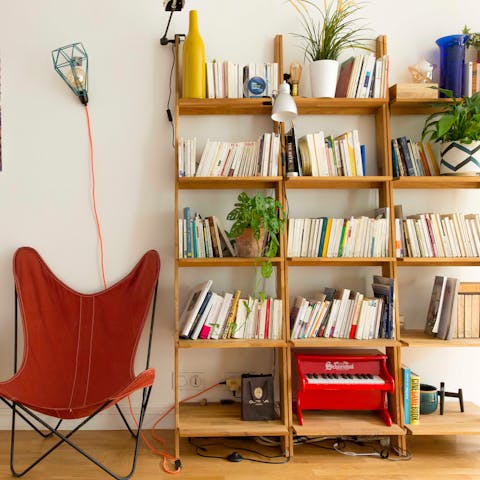 A bookcase that's full of joy