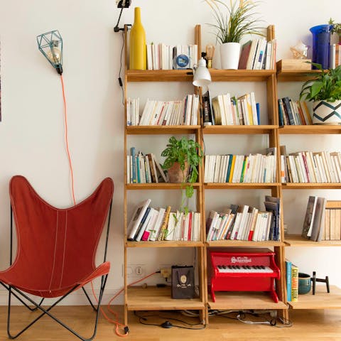 A bookcase that's full of joy