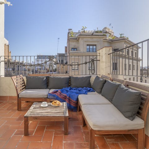 Sip an iced coffee in the morning on the private roof terrace