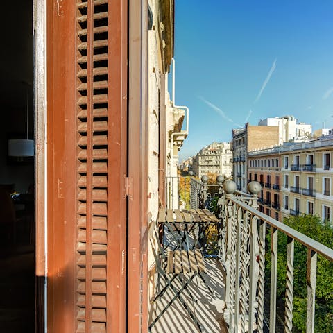 The small balcony with an urban view