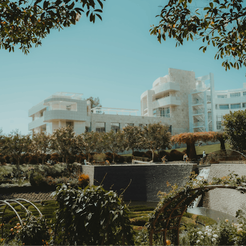 Wander about the gardens of the Getty Center before heading in for an exhibition — just over twenty minutes away by car
