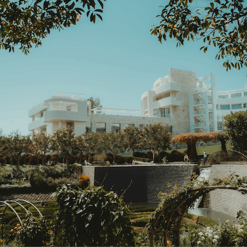 Wander about the gardens of the Getty Center before heading in for an exhibition — just over twenty minutes away by car