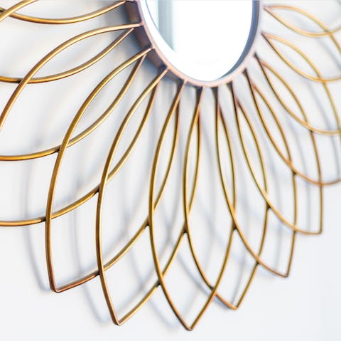 Golden floral mirror