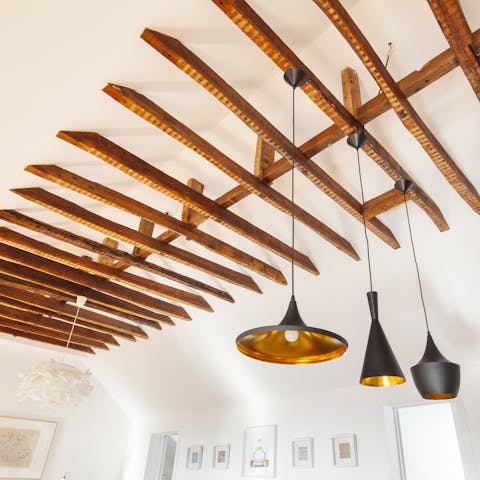 The tall vaulted ceiling
