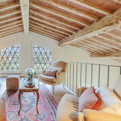 Chill out in the loft space with a good book and glass of wine