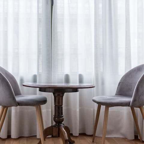 Sip your morning coffee at the bay window hangout