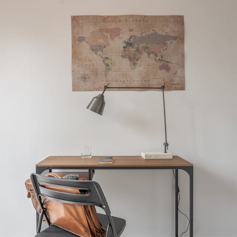 The secluded workspace in the second bedroom