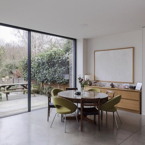 The polished concrete flooring
