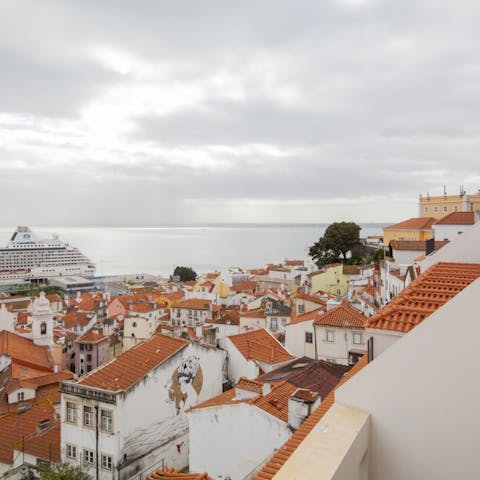 Admire the fantastic views across the city as you sip your morning coffee