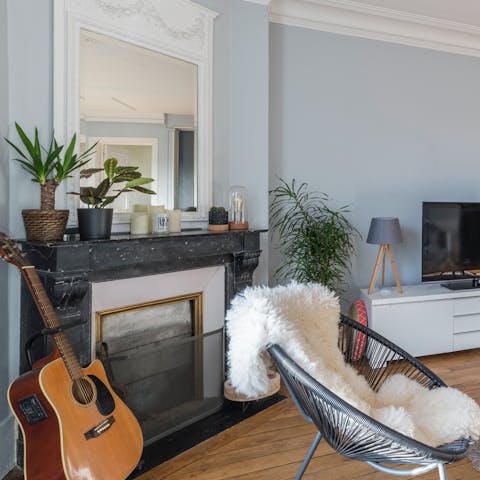 Beautiful stone fireplace