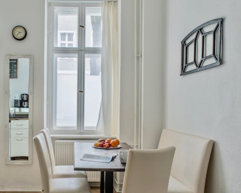 The minimalist dining area