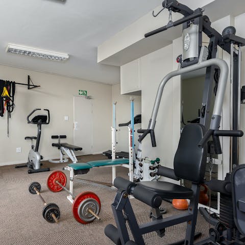 Start mornings with a workout in the shared gym