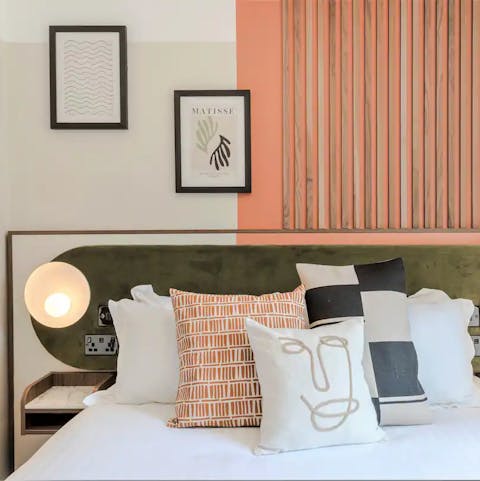 Admire the Matisse wall prints and arty furnishings