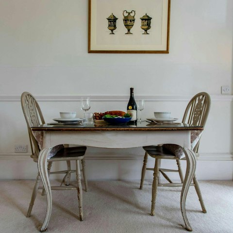 Enjoy a home-cooked meal at the dining table