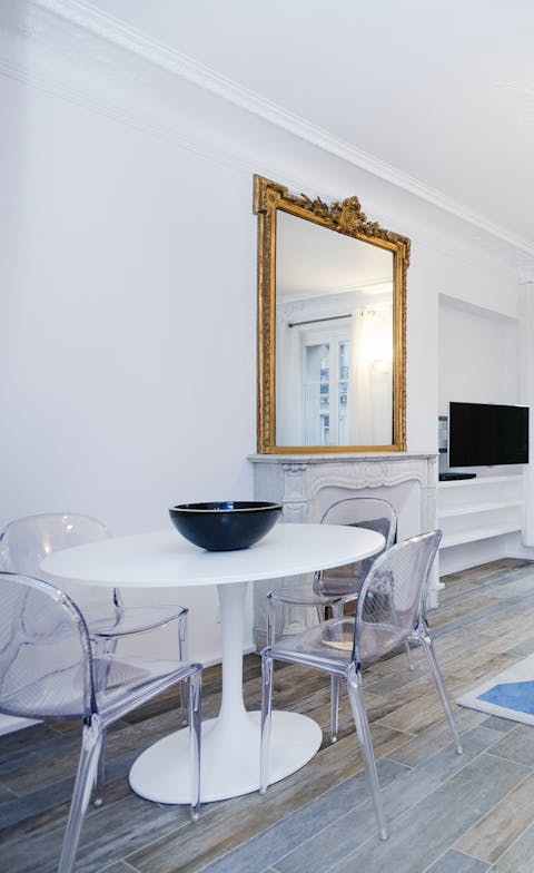 Have a French cheese and wine night at the large dining table